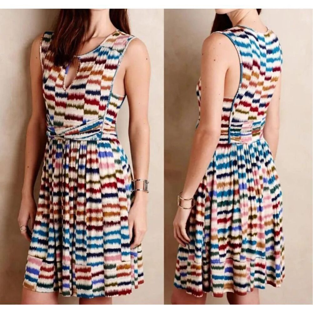 Anthropologie Maeve Sennebec Striped Sleeveless Knee Length Dress - Women’s US L